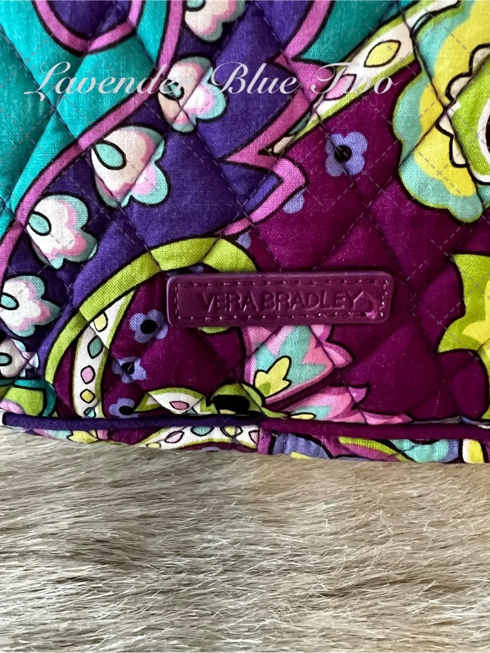 VERA BRADLEY Heather 2013 Zipper Insulated Lunch Bunch Bag Green Purple Paisley